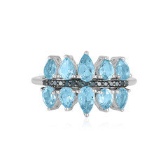 Anillo en plata con Topacio azul suizo