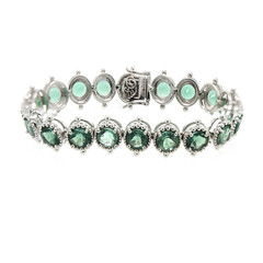 Brazalete en plata con Fluorita azul petróleo (Dallas Prince Designs)