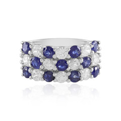 Anillo en plata con Zafiro azul de Madagascar