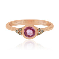 Anillo en oro con Zafiro rosado