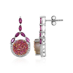 Pendientes en plata con Ágata pink brillante