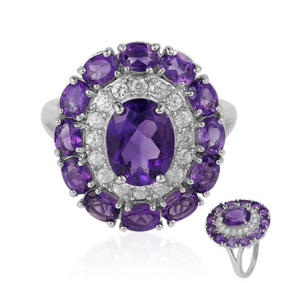 Anillo en plata con Amatista de Zambia