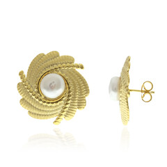 Pendientes en plata con Perla blanca Freshwater (Joias do Paraíso)