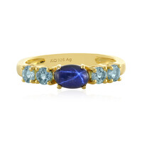 Anillo en plata con Zafiro estrella azul