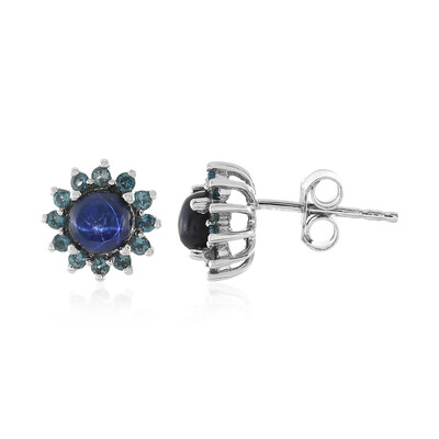 Pendientes en plata con Zafiro estrella azul