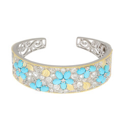 Brazalete en plata con Turquesa bella durmiente (Dallas Prince Designs)