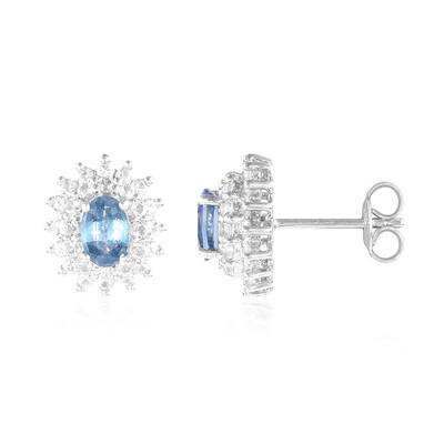 Pendientes en plata con Cianita pavo real
