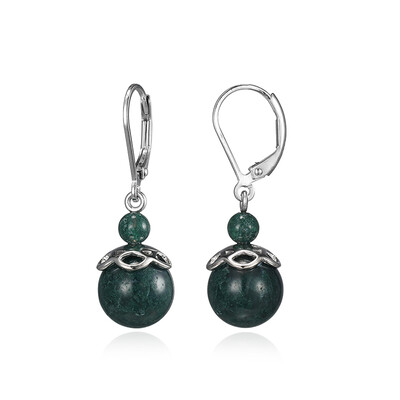 Pendientes en plata con Ágata de musgo