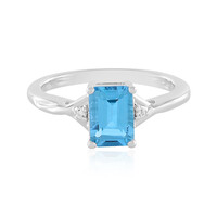 Anillo en plata con Topacio azul suizo
