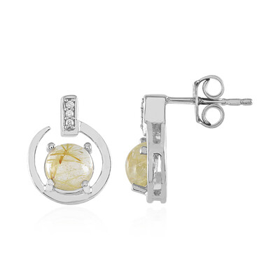 Pendientes en plata con Cuarzo rutilado