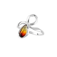 Anillo en plata con Ámbar del Báltico amanecer