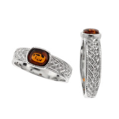 Anillo en plata con Ámbar báltico