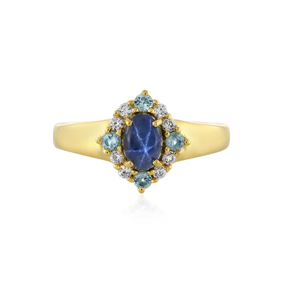 Anillo en plata con Zafiro estrella azul