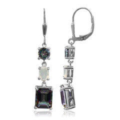 Pendientes en plata con Cuarzo místico verde