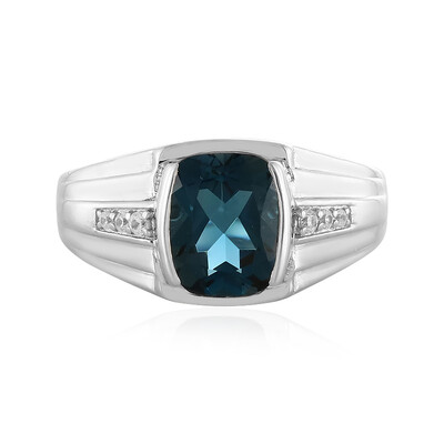 Anillo en plata con Topacio azul de Londres