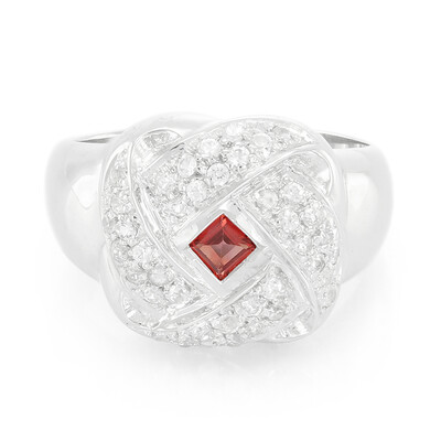 Anillo en plata con Rubí rojo atardecer