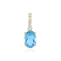 Colgante en oro con Topacio azul suizo