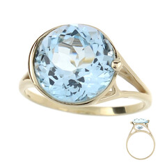 Anillo en oro con Topacio azul cielo