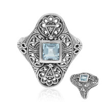 Anillo en plata con Topacio azul cielo