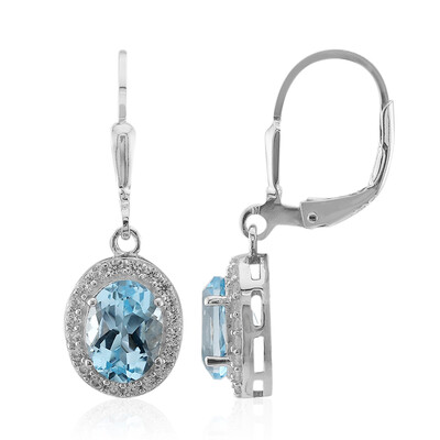 Pendientes en plata con Topacio azul cielo