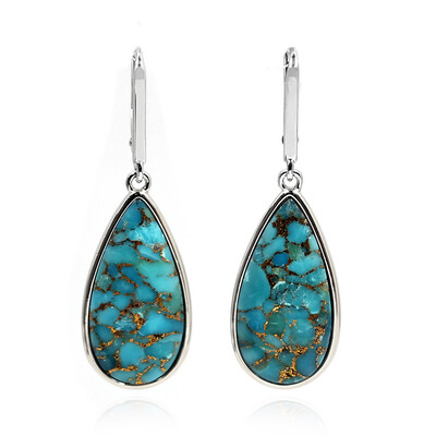 Pendientes en plata con Turquesa azul cuprífera (Faszination Türkis)