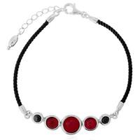 Brazalete en plata con Ámbar colombiano rojo