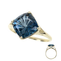 Anillo en oro con Topacio azul de Londres