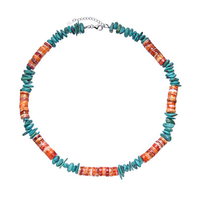 Collar en plata con Ostra espinosa naranja