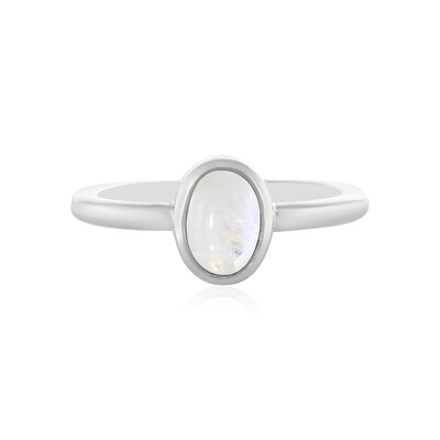 Anillo en plata con Piedra de Luna arcoíris