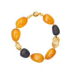 Brazalete en plata con Ámbar báltico