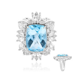 Anillo en plata con Topacio azul cielo