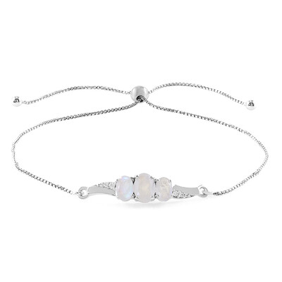 Brazalete en plata con Piedra de Luna arcoíris
