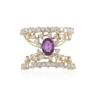 Anillo en oro con Zafiro de Ceilán púrpura no calentado (de Melo)