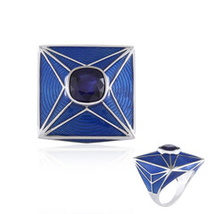 Anillo en plata con Zafiro azul de Madagascar (Adela Silber)