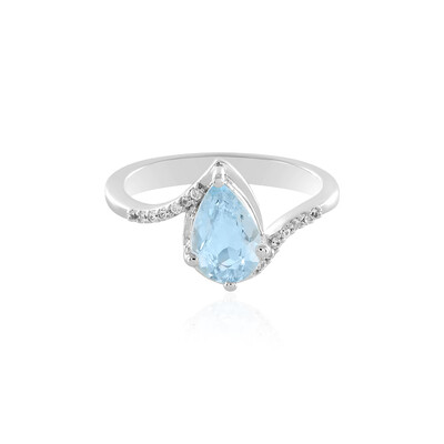 Anillo en plata con Aguamarina