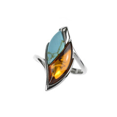 Anillo en plata con Ámbar báltico