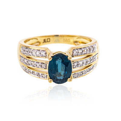 Anillo en oro con Cianita petróleo