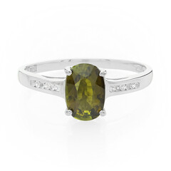 Anillo en plata con Turmalina cuprífera