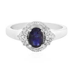 Anillo en plata con Zafiro azul de Madagascar