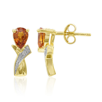 Pendientes en oro con Granate espesartina
