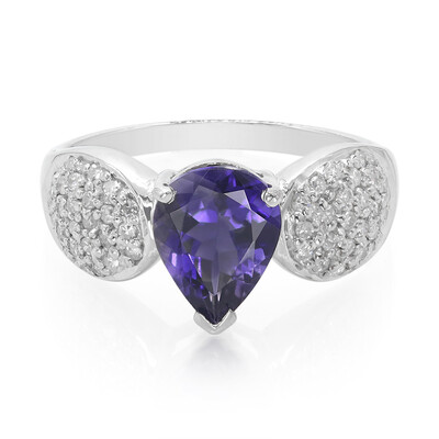 Anillo en plata con Iolita de Ceilán