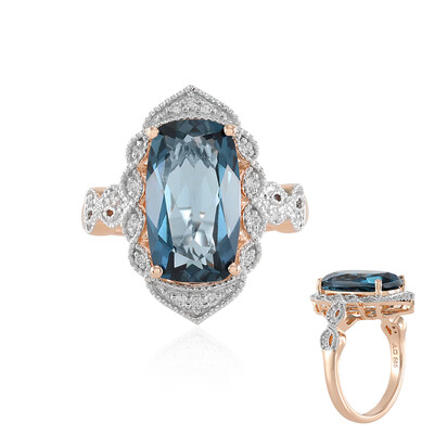 Anillo en oro con Topacio azul de Londres (SUHANA)