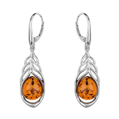 Pendientes en plata con Ámbar báltico cognac