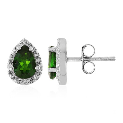 Pendientes en plata con Diópsido de Rusia