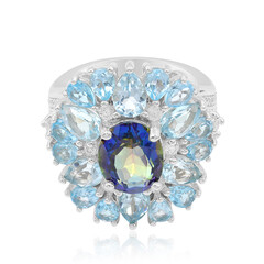 Anillo en plata con Cuarzo Místico azul