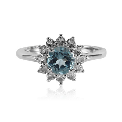 Anillo en plata con Topacio azul cielo