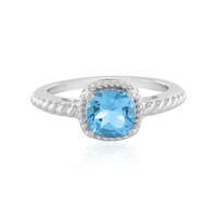 Anillo en plata con Topacio azul suizo