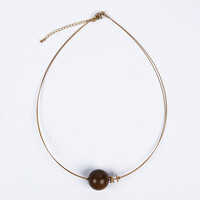 Collar en acero inoxidable con Madera de palma petrificada