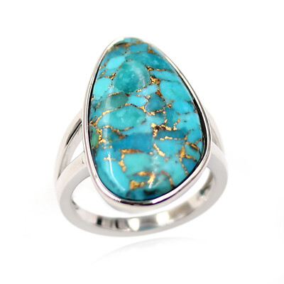 Anillo en plata con Turquesa azul cuprífera (Faszination Türkis)