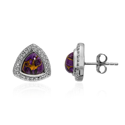 Pendientes en plata con Turquesa púrpura del Mohave Kingman